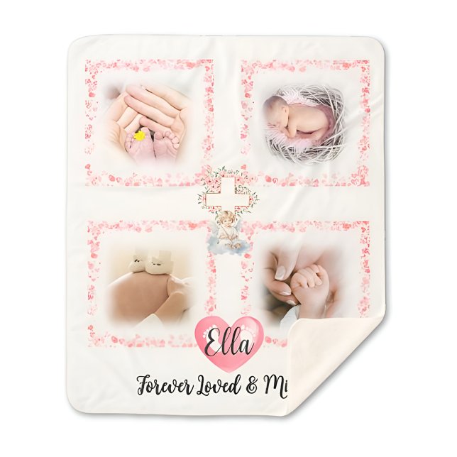 Couverture Sherpa Memorial Girl Baby Loss Photo Blanket Cadeau (personalized-baby-girl-photo-blanket-memorial-gift)