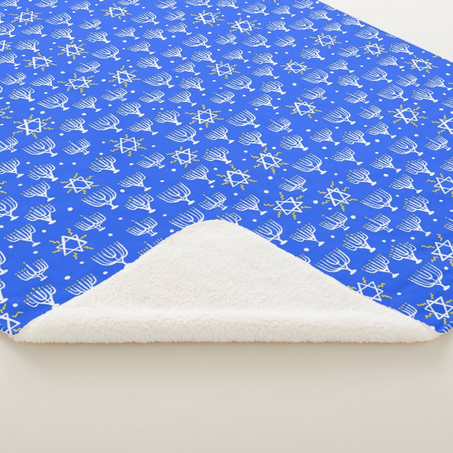 Couverture Sherpa Menorahs Stars Hannukah Cute Motif de vacances (3/4)