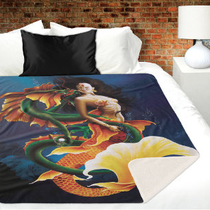 Couverture Sherpa Mermaid Koi Dragon Imaginaire