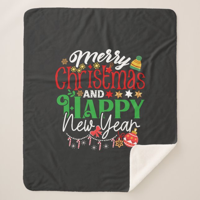 Couverture Sherpa Merry Christmas And Happy New Year-67342 (Devant)