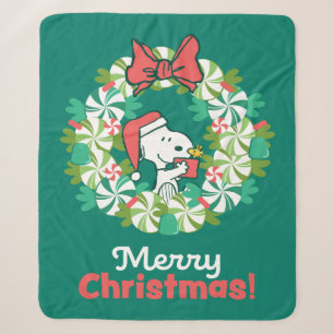 Couverture Sherpa Merry Christmas Peppermenthe Holiday Wreath