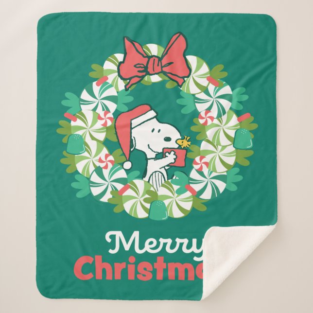 Couverture Sherpa Merry Christmas Peppermenthe Holiday Wreath (Devant)