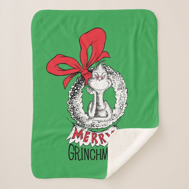 Couverture Sherpa Merry Grinchmas Wreath the Grinch (Devant)
