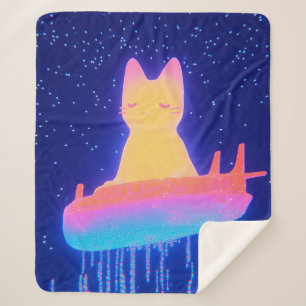 Couverture Sherpa Merveilleux chat dans le vaisseau spatial arc-en-c