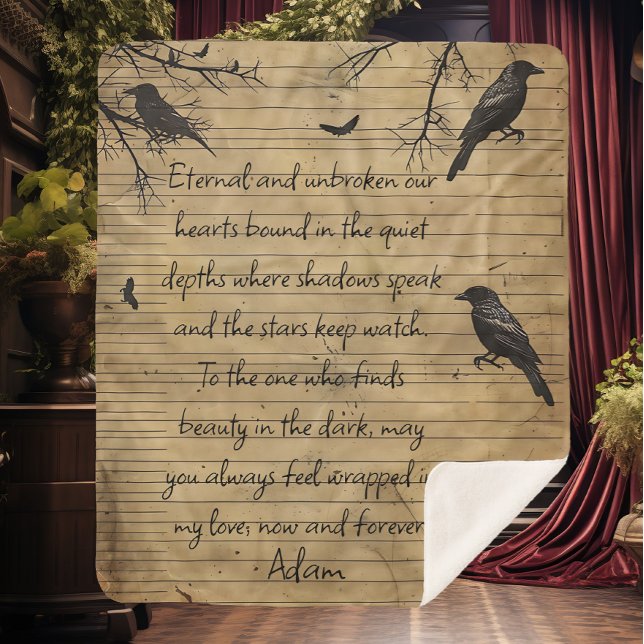 Couverture Sherpa Message personnalisé Gothique Raven (Créateur téléchargé)