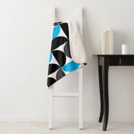 Couverture Sherpa Mi-siècle moderne bleu noir et gris