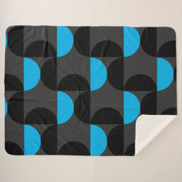 Couverture Sherpa Mi-siècle moderne bleu noir et gris