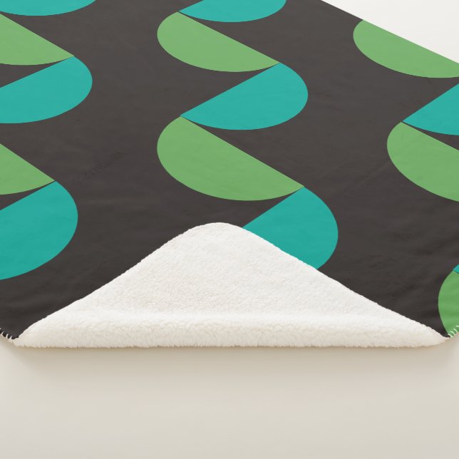 Couverture Sherpa Mi-siècle Moderne Brown vert et turquoise (3/4)