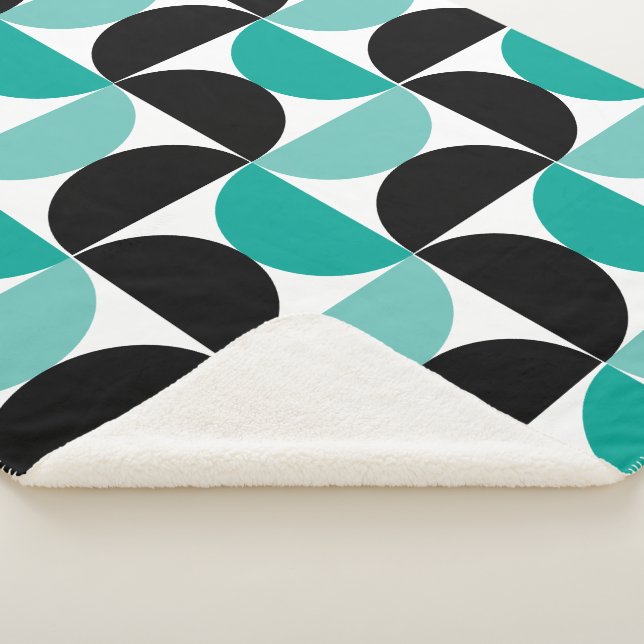 Couverture Sherpa Mi-siècle moderne noir blanc et menthe (3/4)