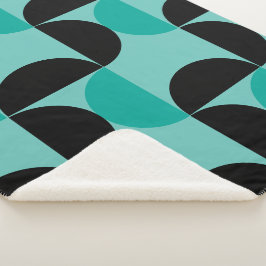 Couverture Sherpa Mi-siècle moderne Noir et menthe