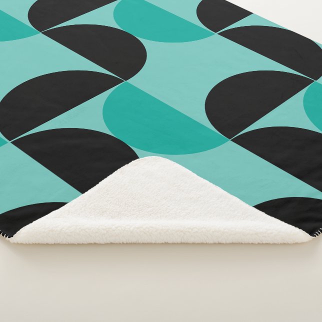 Couverture Sherpa Mi-siècle moderne Noir et menthe (3/4)