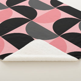 Couverture Sherpa Mi-siècle moderne rose noir et gris