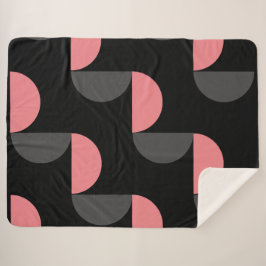Couverture Sherpa Mi-siècle moderne rose noir et gris
