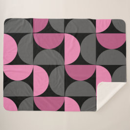 Couverture Sherpa Mi-siècle moderne rose, noir et gris