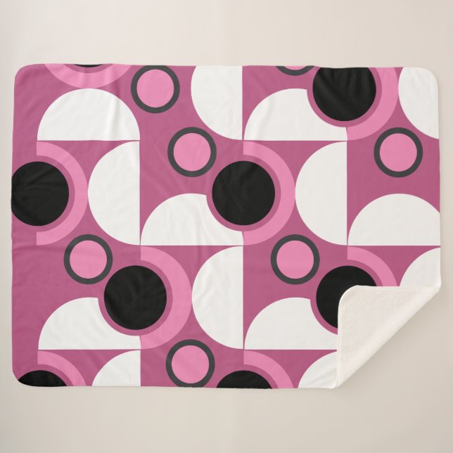 Couverture Sherpa Mi-siècle moderne rose, noir et gris (Devant (Horizontal))