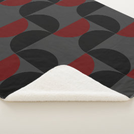 Couverture Sherpa Mi-siècle moderne rouge noir et gris