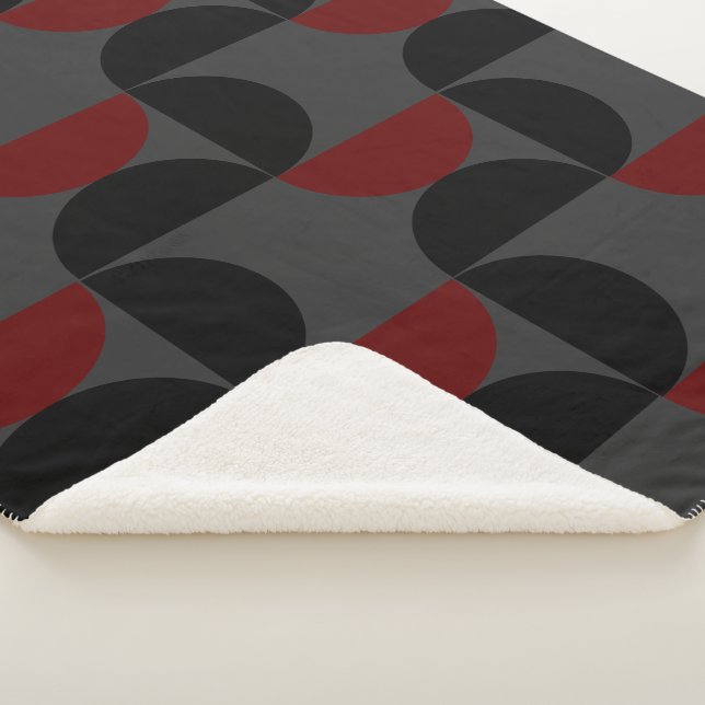 Couverture Sherpa Mi-siècle moderne rouge noir et gris (3/4)