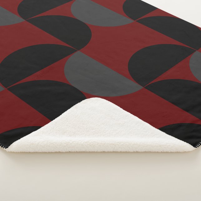 Couverture Sherpa Mi-siècle moderne rouge noir et gris (3/4)