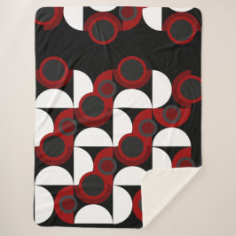 Couverture Sherpa Mi-siècle moderne rouge, noir et gris