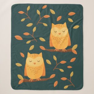 Couverture Sherpa 🦉 mignon de motif d'automne de hibou de sommeil