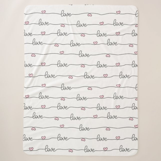 Couverture Sherpa Mignonne main tiré amour Motif sans couture (Devant)