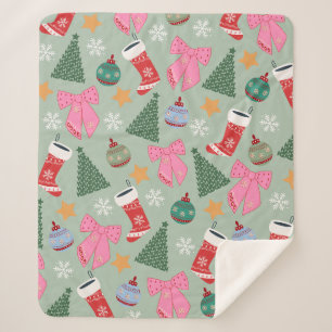 Couverture Sherpa Mignonne Menthe verte de Noël