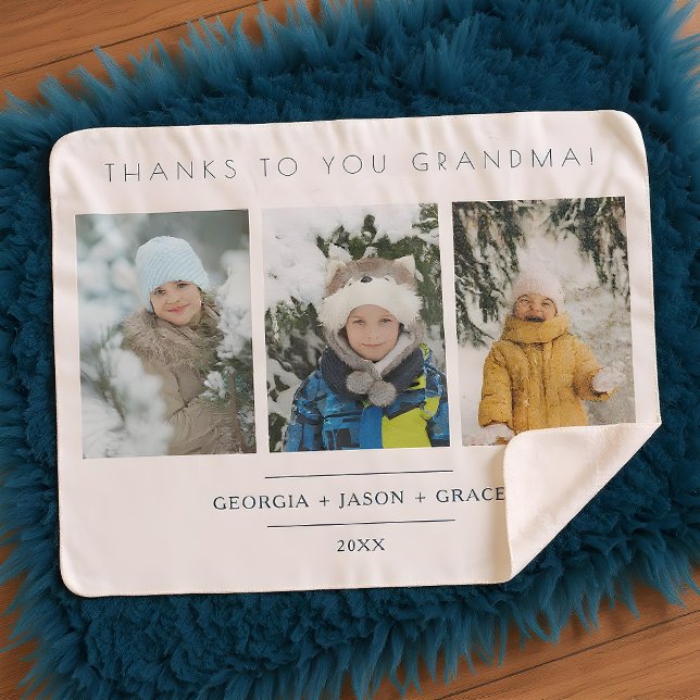 Couverture Sherpa Minimalist 3 Photos Collage Keepsake for Family (Minimalist 3 Photos Collage Keepsake for Family Sherpa Blanket.)