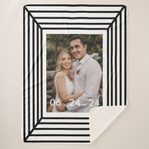 Couverture Sherpa Minimaliste Daté moderne noir & blanc avec couple