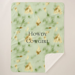 Couverture Sherpa Mint Green Gold Cowhide