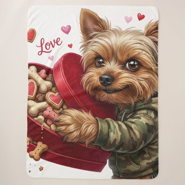 Couverture Sherpa Mischievous Valentine Yorkie Love Sherpa Blanket  (Devant)