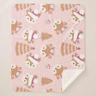 Couverture Sherpa Modèle de chapeau de Père Noël de renne mignon