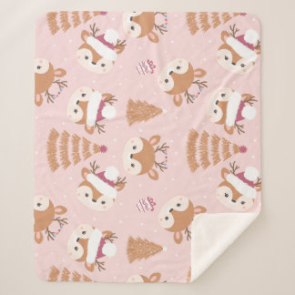 Couverture Sherpa Modèle de chapeau de Père Noël de renne mignon