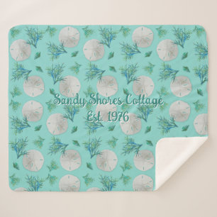 Couverture Sherpa Modèle de dollars de sable Turquoise Maison Côtièr