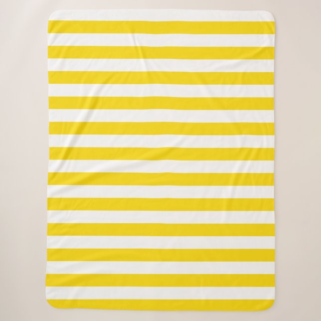 Couverture Sherpa Modèle personnalisé moderne blanc rayé jaune Grand (Devant)