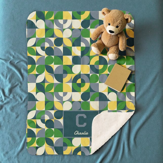 Couverture Sherpa Modern Bauhaus Abstract Geometric Monogram Pattern (Créateur téléchargé)