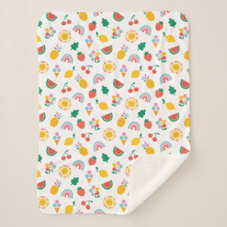 Couverture Sherpa Modern Bright Colourful Smiling Suns and Rainbows