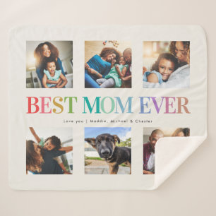 Couverture Sherpa Modern Rainbow Best Mom Ever Photo Collage