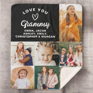 Couverture Sherpa Modern We Love You Grammy Family Photo Collage