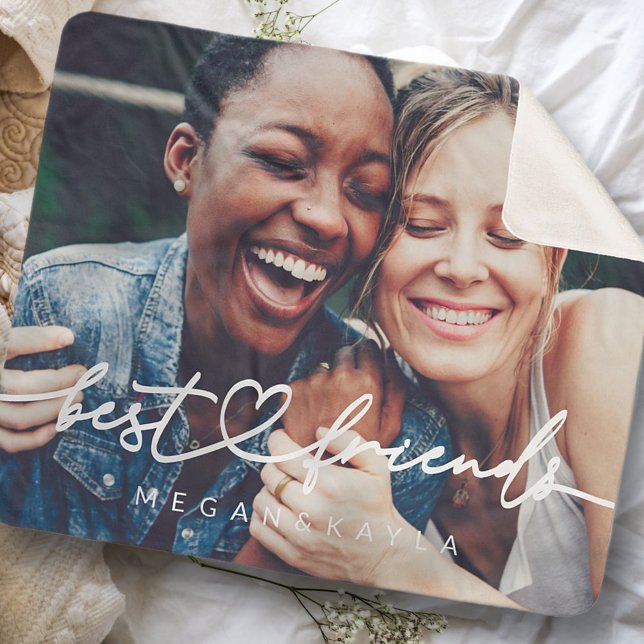 Couverture Sherpa Moderne Chic Coeur Best Friends Besties BFF Photo (Créateur téléchargé)