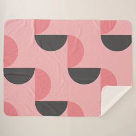 Couverture Sherpa Moderne du milieu du siècle rose et gris