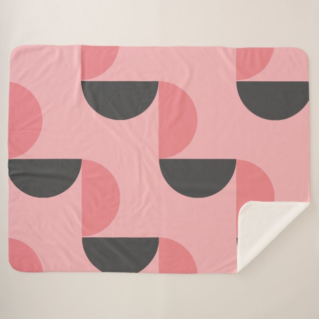 Couverture Sherpa Moderne du milieu du siècle rose et gris (Devant (Horizontal))