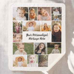 Couverture Sherpa Moderne Personnalisé 16 Photo Collage Couleur pers