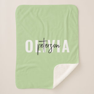Couverture Sherpa Moderne Personnalisé Cute Sage Vert