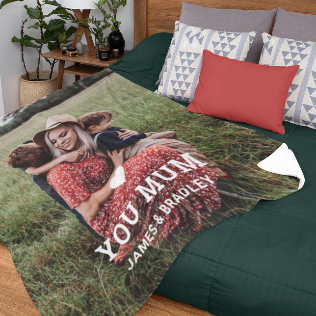 Couverture Sherpa MON COEUR VOUS AIME MUM Fête des Mères Photo (Créateur téléchargé)