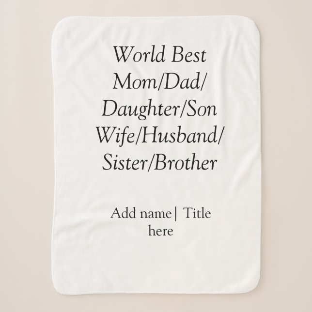 Couverture Sherpa Monde meilleur maman mari femme papa fille fils (Devant)
