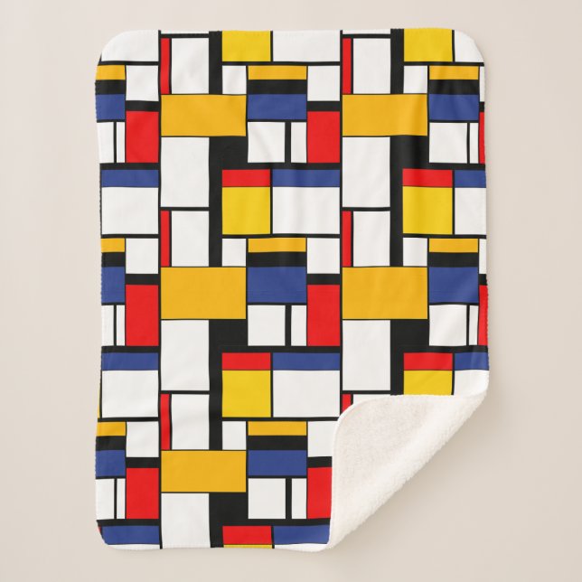 Couverture Sherpa Mondrian géométrique Composition minimaliste moder (Devant)