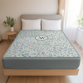 Couverture Sherpa Mongramme Lavande et Feuille verte