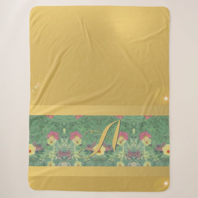Couverture Sherpa Monogram Sherpa Blanket en laiton floral (Devant)