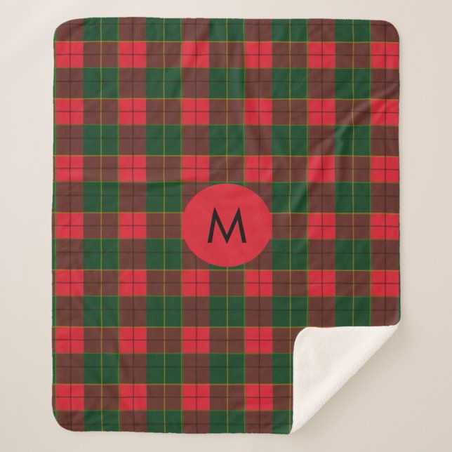 Couverture Sherpa Monogram Winter Holiday Tartan pattern Scottish (Devant)