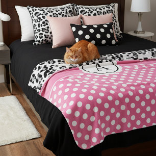 Couverture Sherpa Monogramme à pois et imprimé animal féminin 